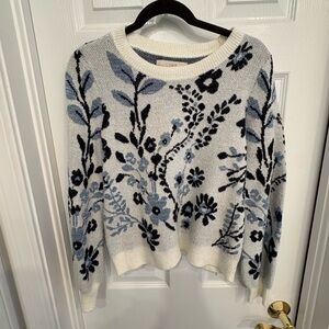 LOFT Floral Crew Neck Sweater